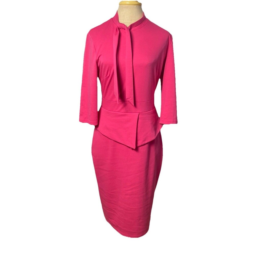 Moyabo Midi Pencil Dress Size M 3/4 Sleeves Fuschia Color